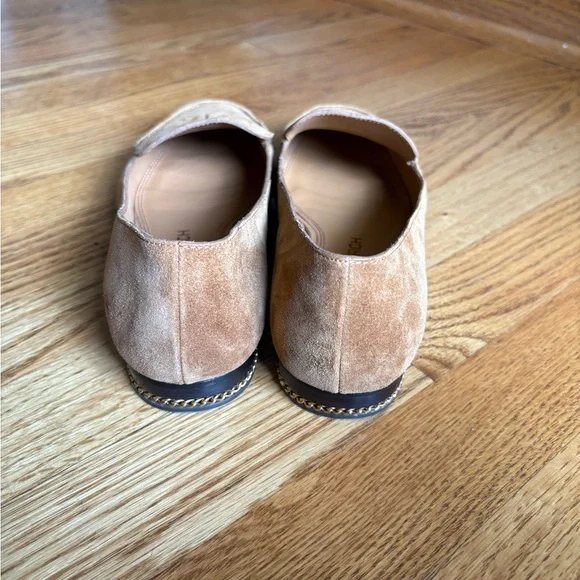 Tory Burch Camel Brown Suede Leather Ruby 15mm Loafer Flat Shoes - Picture 8 of 14